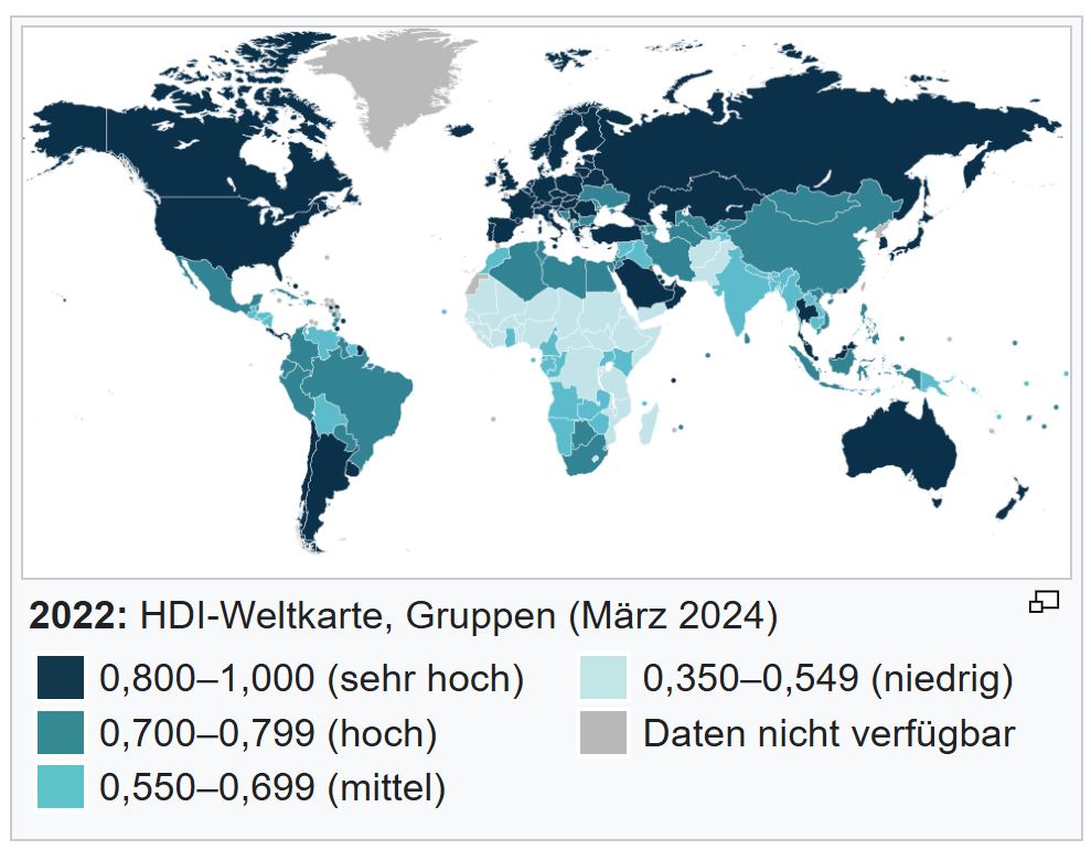 HDI Weltkarte 2024